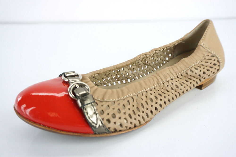 Attilio Giusti Leombruni AGLNude Leather Cap Toe Ballet Flats Size 35.5